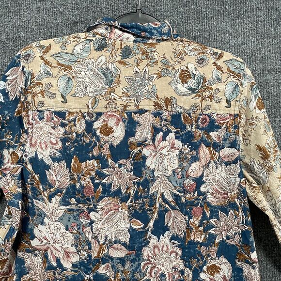 Caffe Marrakesh Shirt Womens M Patchwork Floral Button Up Boho Peasant Ranch - Picture 4 of 9